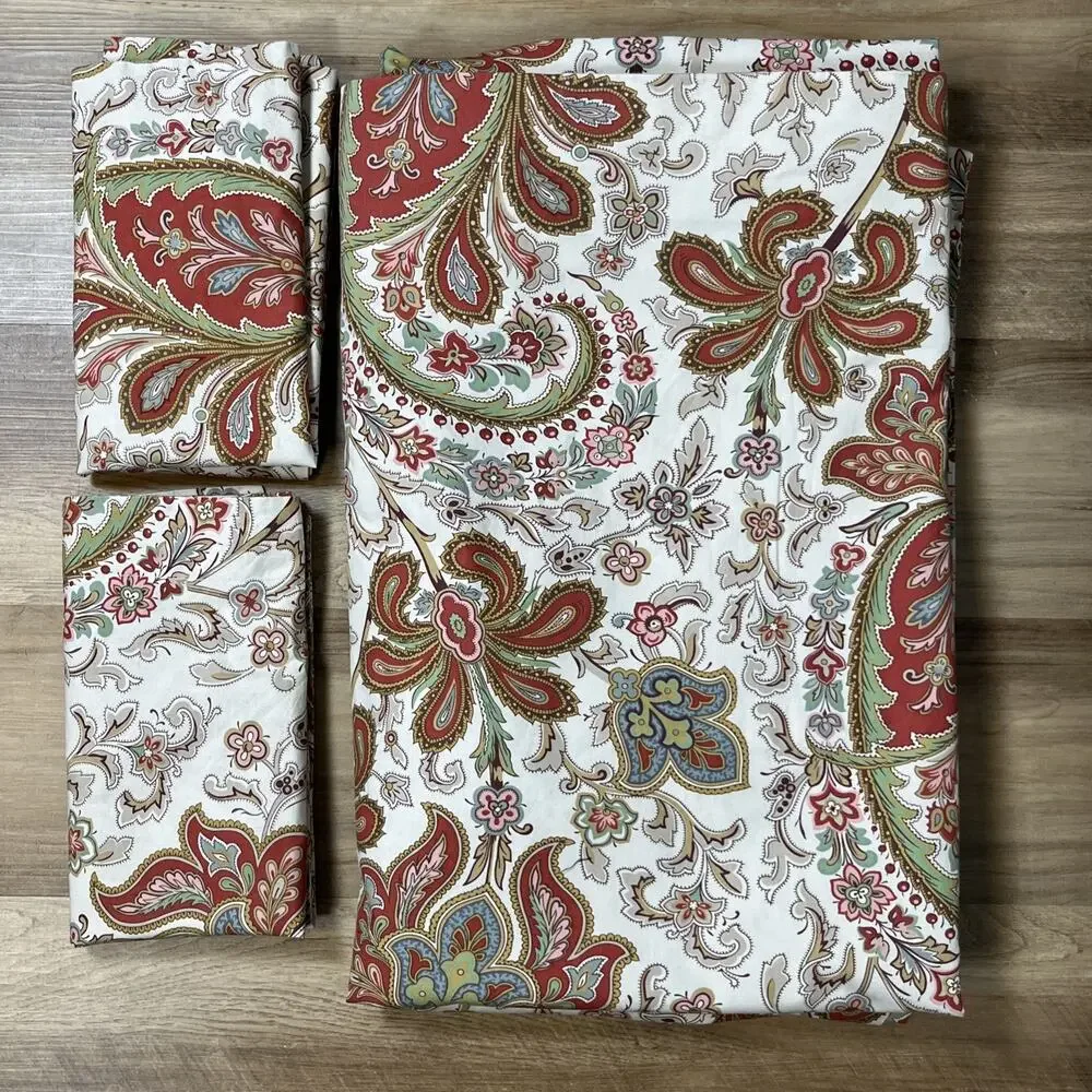 Pottery Barn Charlie Paisley Organic Percale Duvet Cover King Cal King & Shams